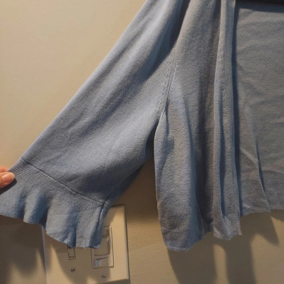 Talbots Blue Bolero Cropped Open Front Cardigan 3/4 Ruffle Sleeve in Size XL - Picture 5 of 10